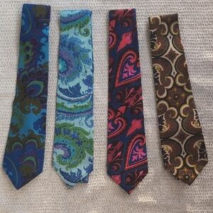 Set of 4 Men's 100% Thai Silk Tied - Blue, Green, Pink, Brown